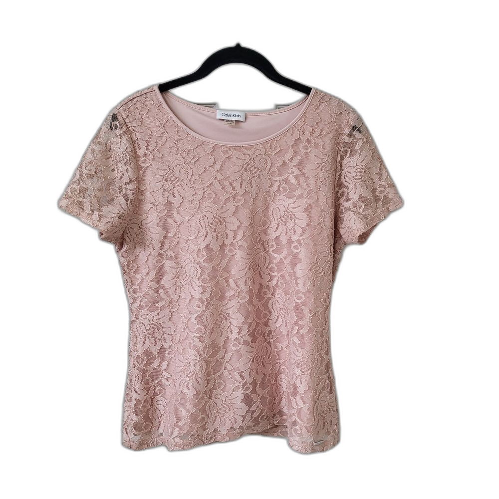 Calvin Klein Pink Lace Women's Top - Size Large